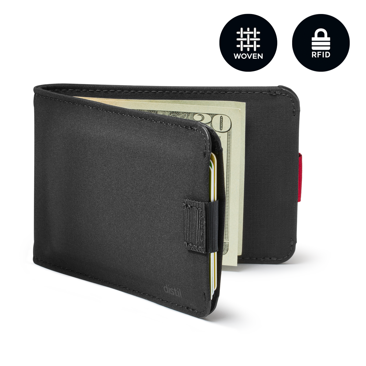 Wally Bifold Classic billfold wallet with pull-tabs shown in black VentureTek nylon fabric