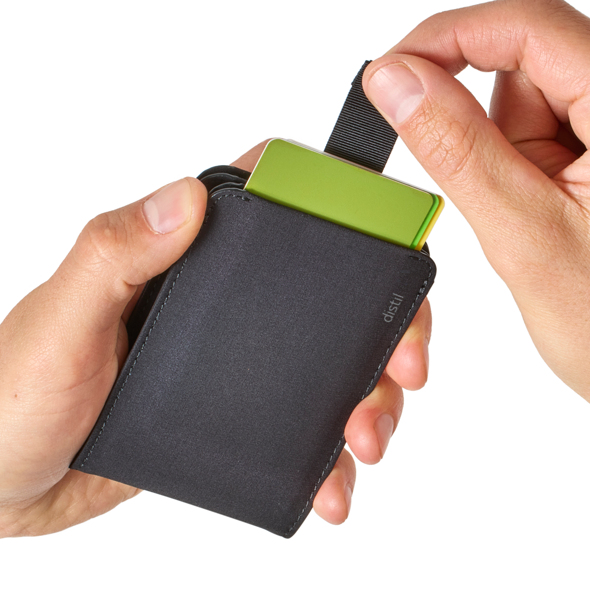 Wally Bifold Classic billfold wallet with pull-tabs for easy access to secure cards, shown in black VentureTek nylon fabric