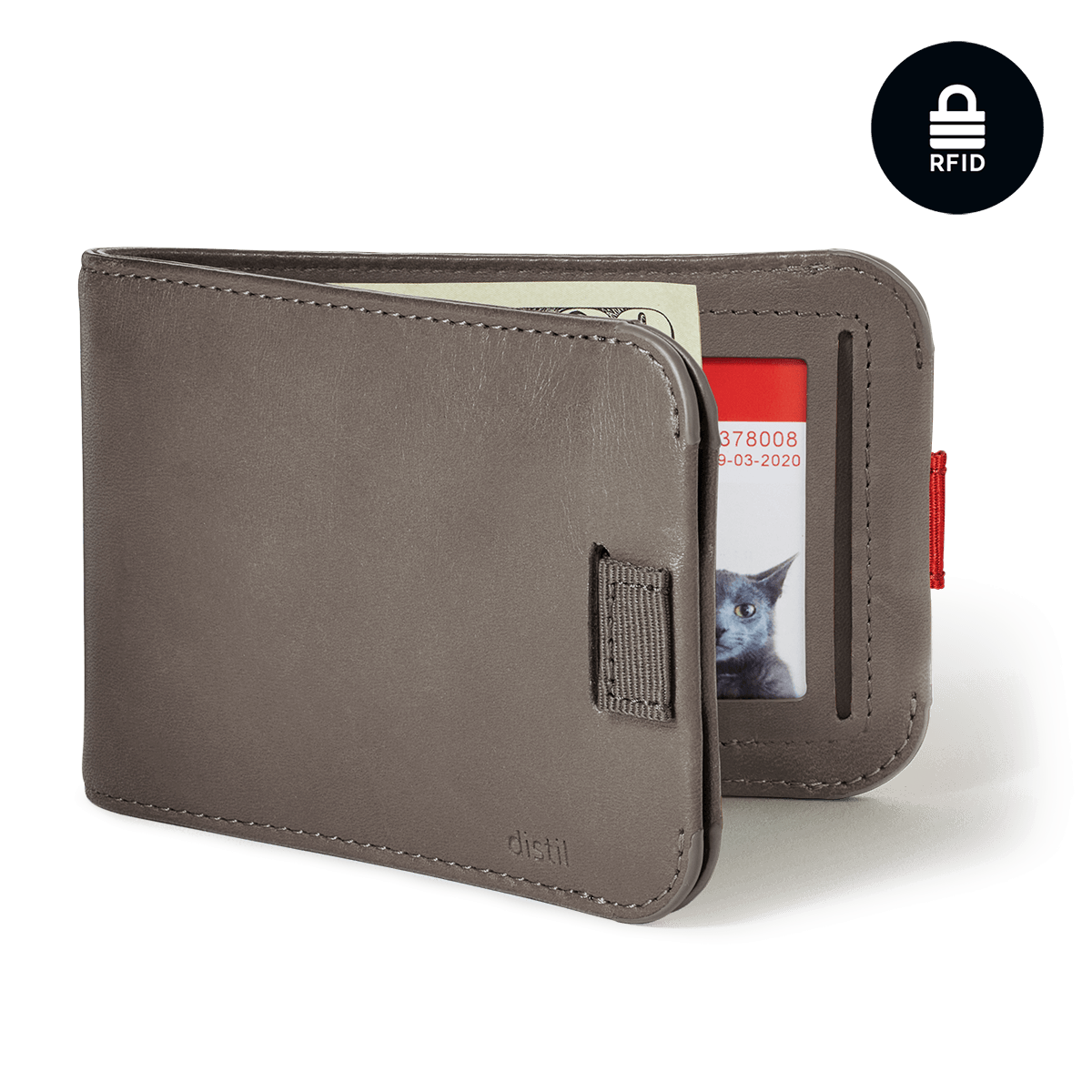 Distil Union Wally Bifold 5.0 with MagLock, ID window and RFID in Gray leather