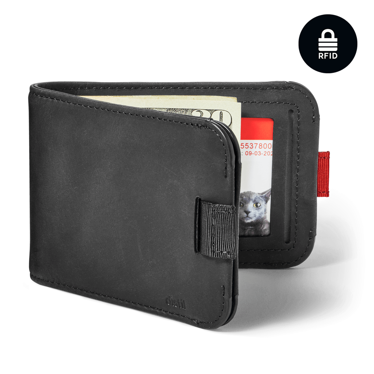 Distil Union Wally Bifold 5.0 with MagLock, ID window and RFID in Moto Black leather