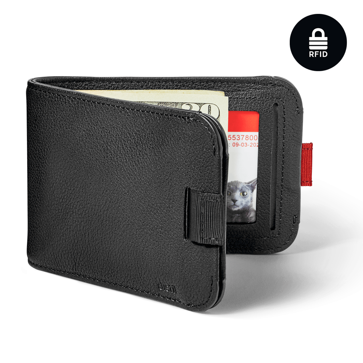 Distil Union Wally Bifold 5.0 with MagLock, ID window and RFID in Pebbled Black leather