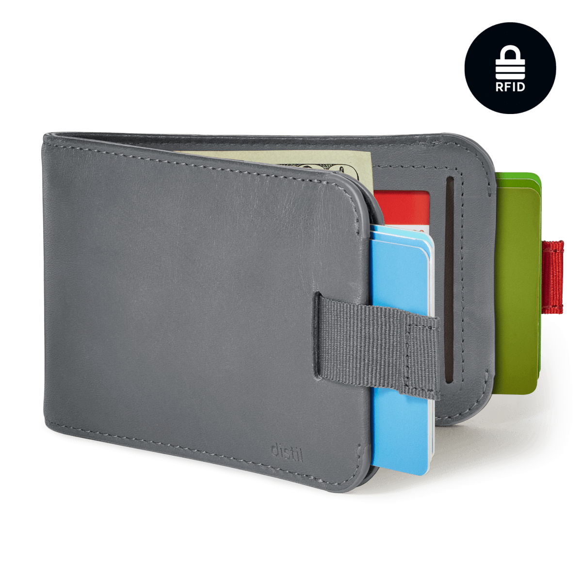 Distil Union Wally Bifold 5.0 with MagLock, ID window and RFID in Thunder Gray leather