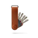 brown leather KeyLoop magnetic key organizer showing 5 keys