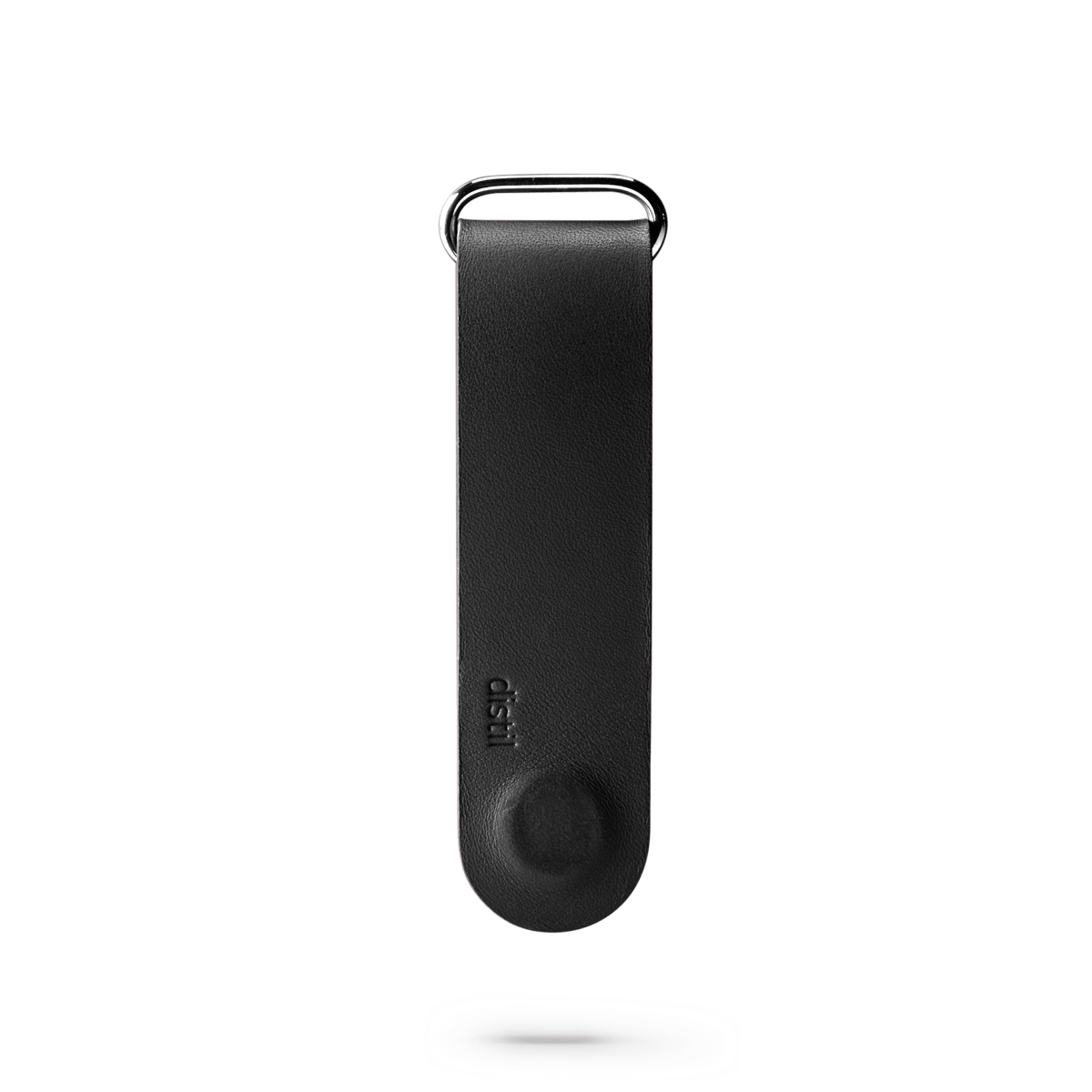 distil black leather keyloop cover with fobring attached on top
