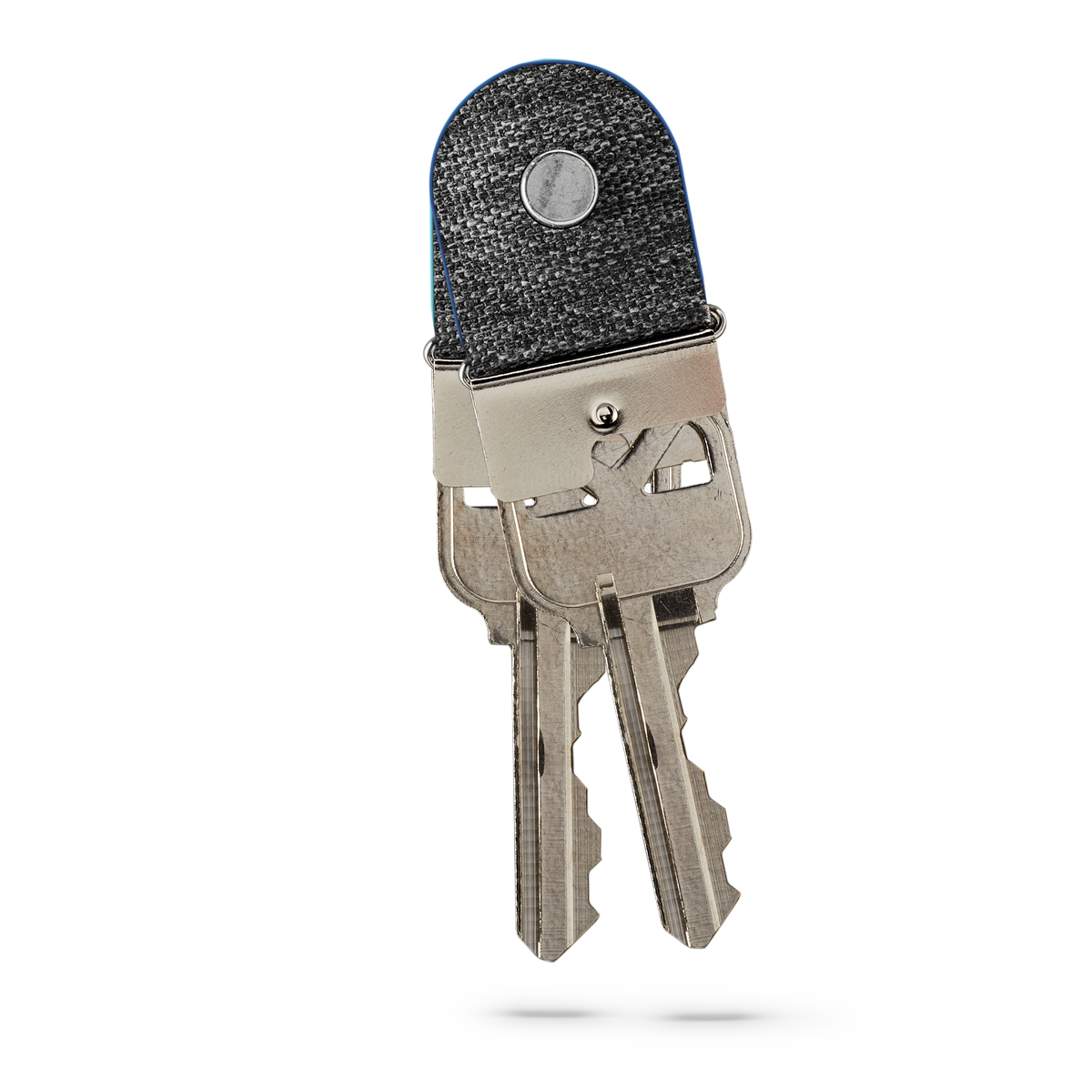 two attached keymod clicks with blue lining holding keys on a white backdrop