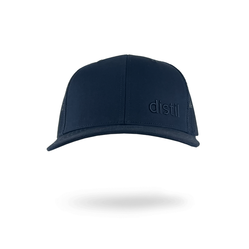 Distil embroidered hat in navy blue