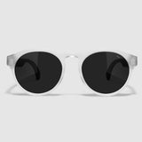 front view of distil cooper sunglasses with matte crystal frames and polarized lens