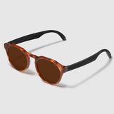 angle view of distil cooper sunglasses with tortoise frames and amber polarized lens