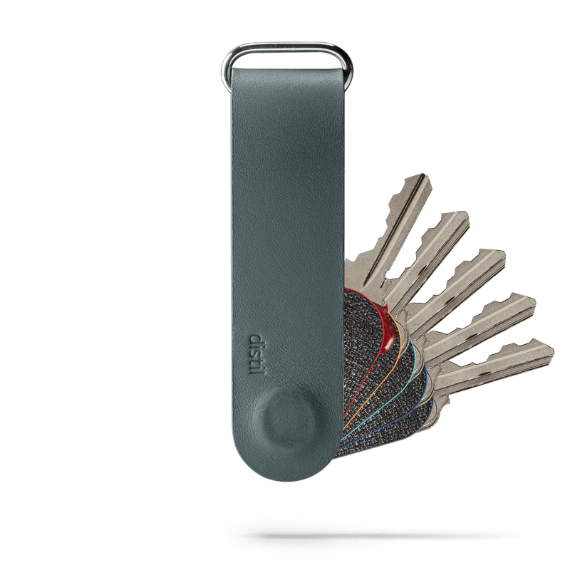 Saltwater Blue leather KeyLoop magnetic key organizer showing 5 keys