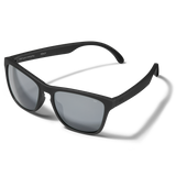 Distil Union Folly MagLock sunglasses in a black wayfarer design and polarized lens on a white backdrop