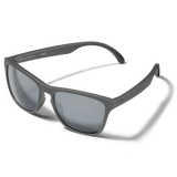Distil Union Folly MagLock sunglasses in a gray wayfarer design and polarized lens on a white backdrop
