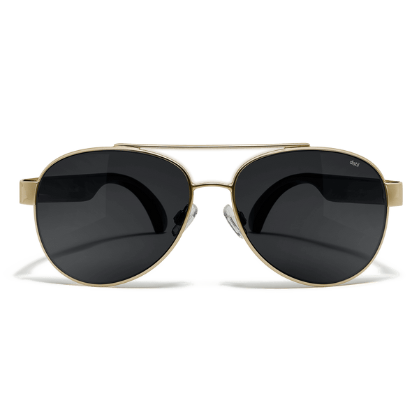 Distil Union Titanium Maverick MagLock Sunglasses in gold with gray polarized lenses