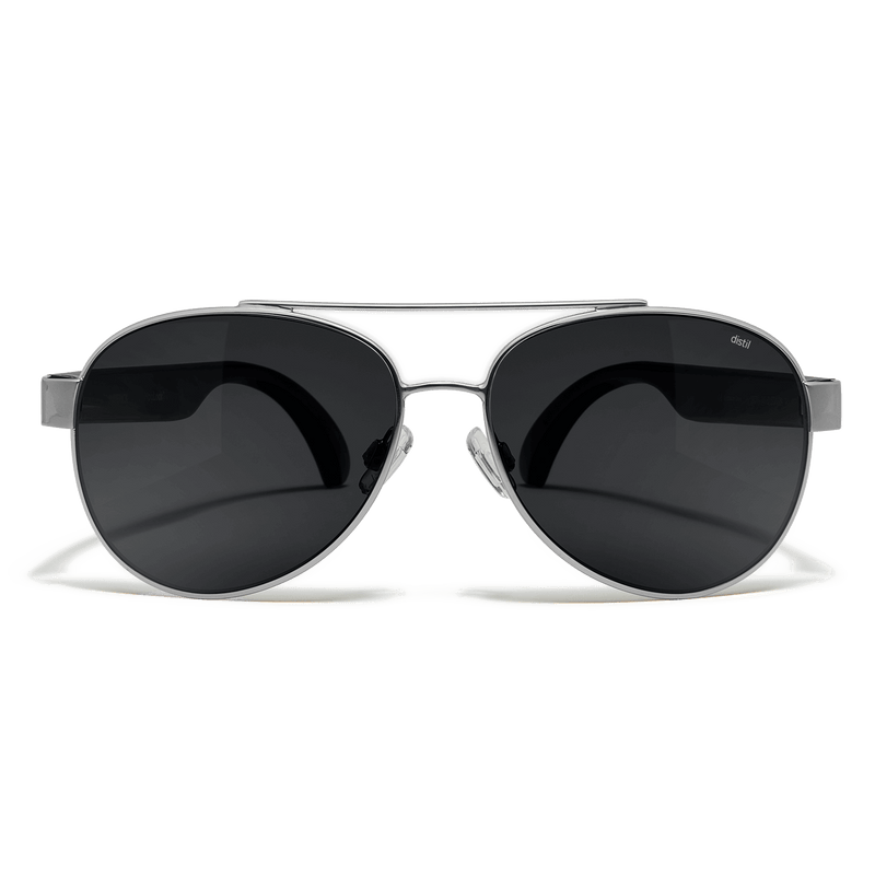 Distil Union Titanium Maverick MagLock Sunglasses in silver with gray polarized lenses