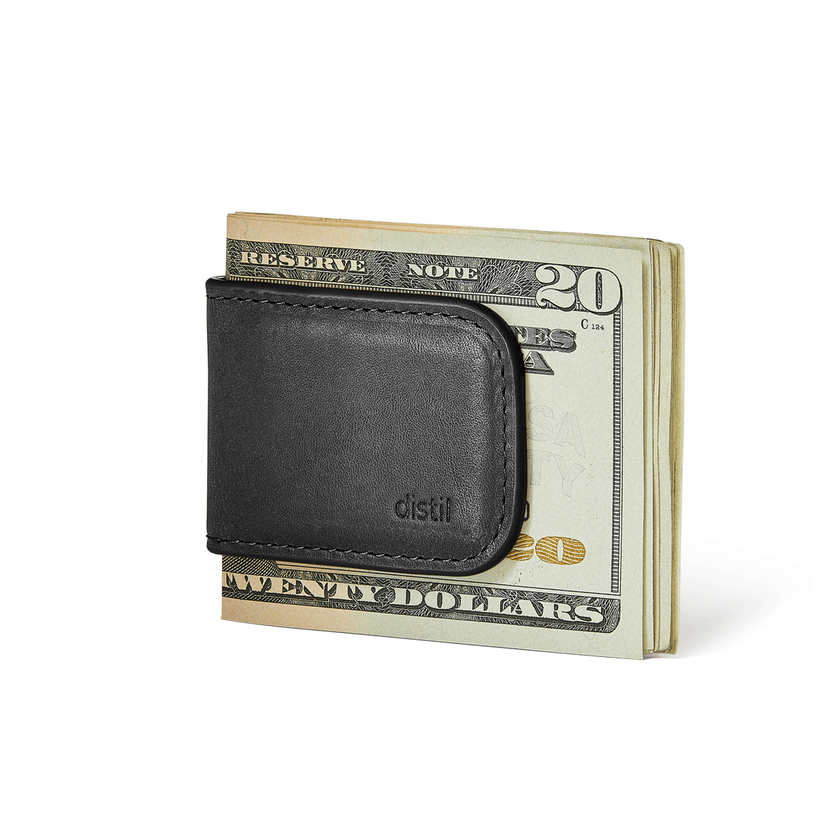 Metal Money Clip Wallet - 100% Brown Leather