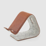 distil stanley stand for phones and tablets made of merino wool and brown leather