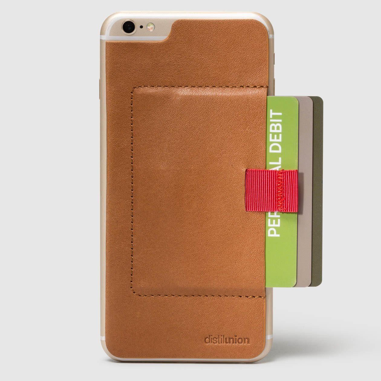 iphone 6/6s wally stick-on made of hickory leather with red pull-tab withdrawing cards